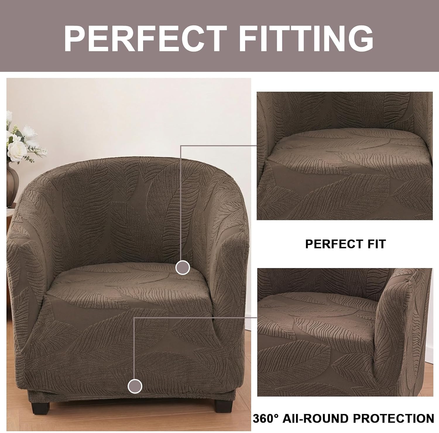Eco-Ancheng Club Chair Slipcover Stretch Tub Chair Cover Barrel Chair Covers Armchair Covers Sofa Slipcover Removable Couch Furniture Protector for Living Room,10
