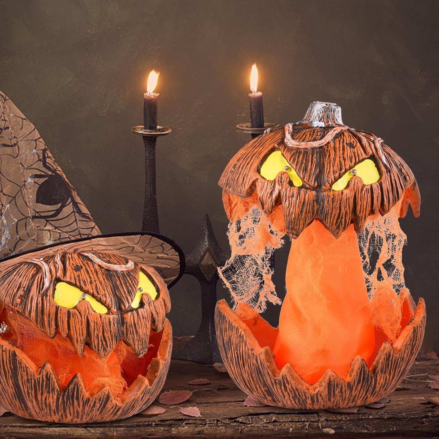 - LEDハロウィンパンプキンライト、カボチャランタンライト | LEDパンプキンオーナメントランタン 【Lifnatty】 不気味なサ