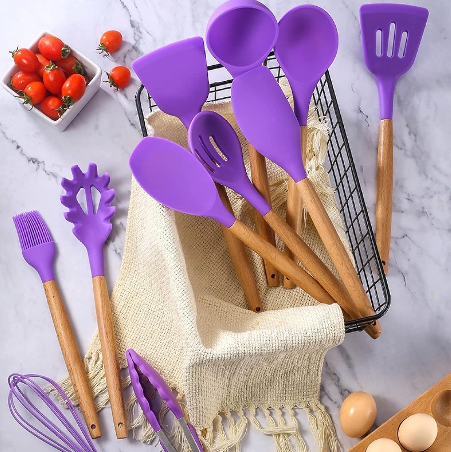 Juegos de utensilios de cocina Juego de utensilios de cocina, juego de utensilios de cocina, utensilios de cocina de silicona, utensilios de cocina antiadherentes, juego de utensilios de cocina con ma