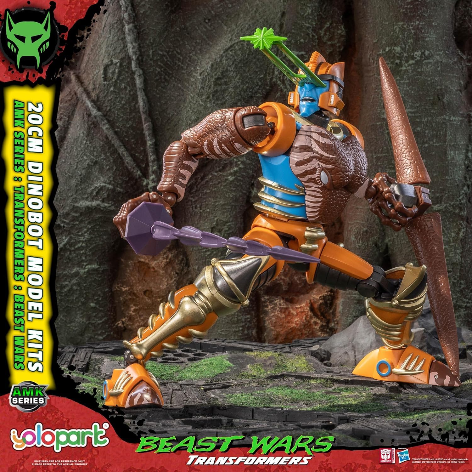 YOLOPARK Transformers Beast Wars Dinobot Serie AMK Action Figure 20 cm altamente articolata con effetto occhi laser e spada rotante (senza funzione di trasformazione) (Dinobot)