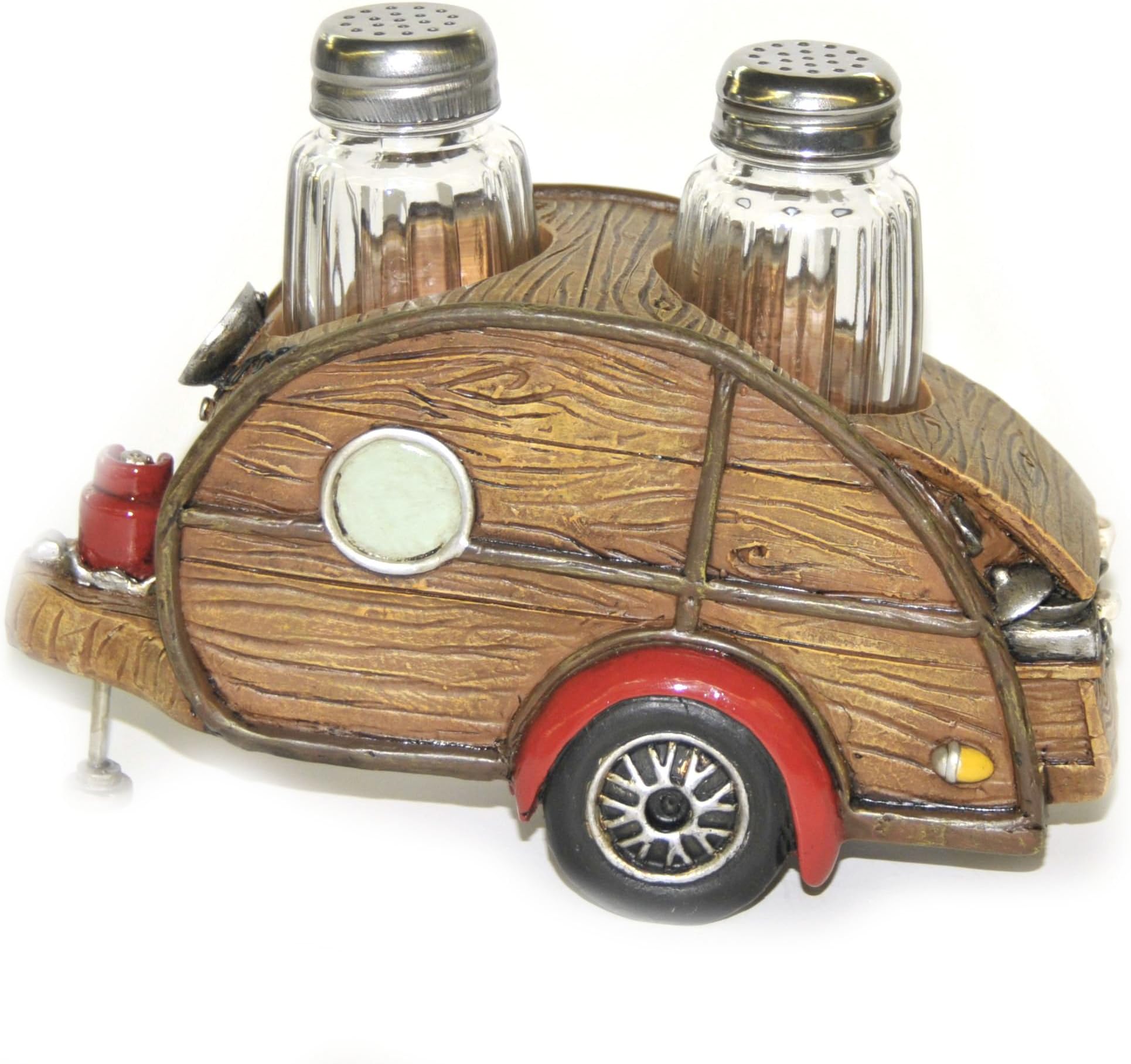 Salt & Pepper Set, Woody Teardrop RV Camper, 7-inch, Collectible Kitchen Decor