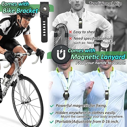 Miniatura 2 de 【Actualizada】Cámara corporal con grabación de audio y video, mini cámara corporal de policía de 64G, videocámara personal pequeña portátil,