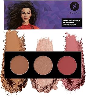 SUGAR Cosmetics Contour De Force Face Palette - 02 Vivid Victory Longlasting Formula, Lightweight Blush, Highlighter And Bronzer, Paraben Free.