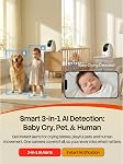 Tenda Home Security Camera 2K Indoor WiFi 6 Baby Monitor & Pet Camera, 360° Motion Tracking, Human/Pet/Baby Cry Detection, One-Touch Call, Night Vision, Plug-in for 24/7 Safety