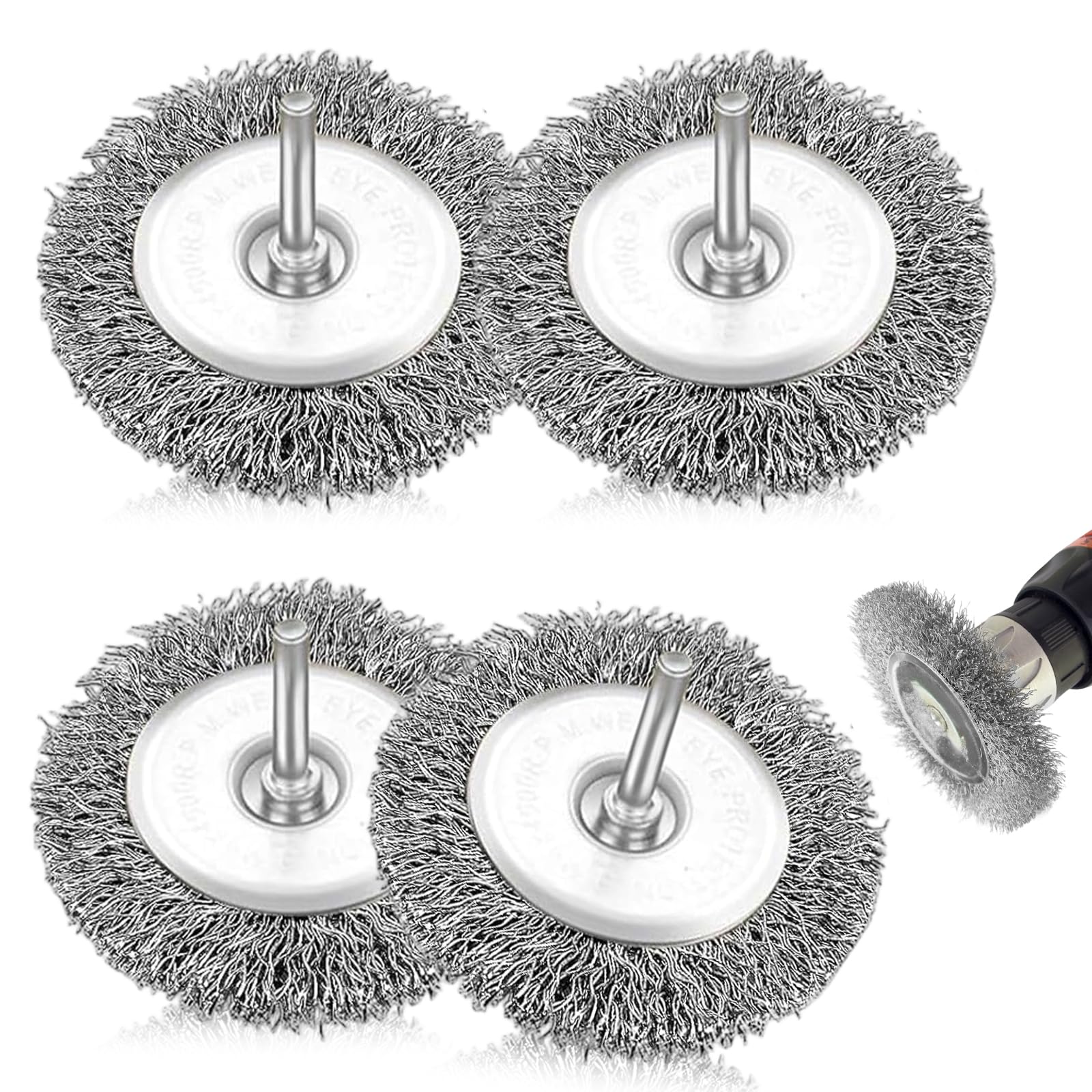 Rotary Steel Wire Wheel Brush, 4 Pcs 100mm Wire Brushes Drills Wheel Cup Brush Metal Brushes for Drill for Rust Removal Polishing Paint Weld Cleaning