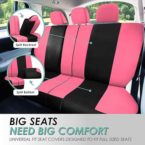 Miniatura 7 de FH Group FB030PINK115 - Fundas universales de asiento y banco rosadas, para la mayoría de los autos, vehículos todoterreno y camionetas (compatible