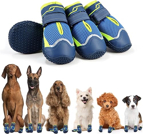 MUSIMC Botines de invierno para perros grandes, antideslizantes, botas de nieve para perros, botas de perro medianas y grandes y protectores de