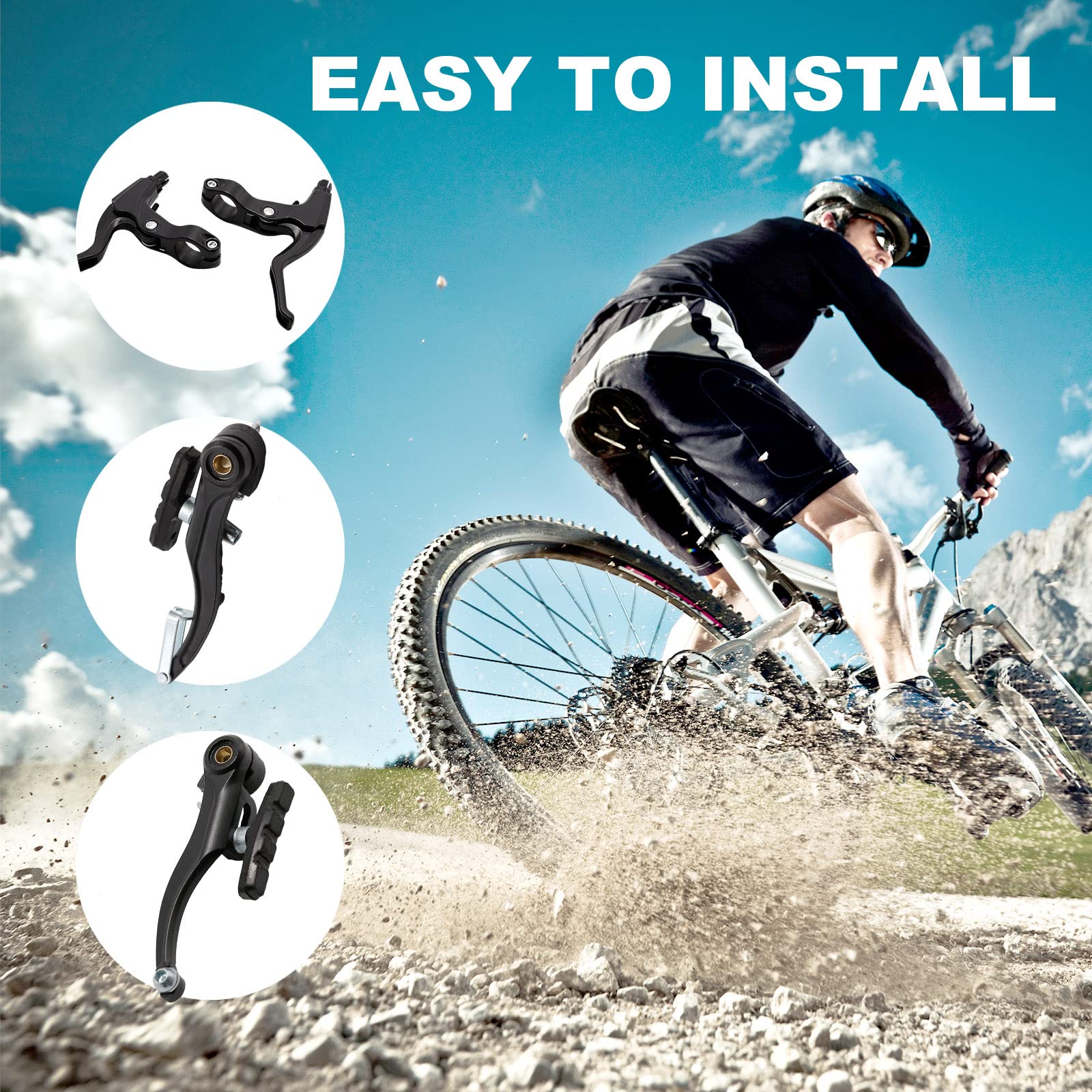 Juego completo de frenos de bicicleta, juego de cables de freno de bicicleta para bicicleta tipo V, freno delantero y trasero MTB con cables interiores y exteriores y kit de palanca de