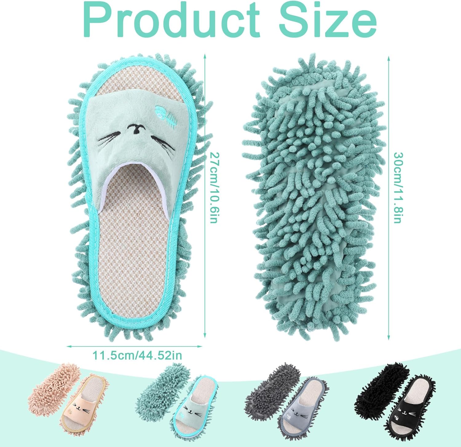 4 Pairs Washable Mop Slippers Microfiber Funny Mop Shoes Floor Cleaning Slippers for Women Home Floor