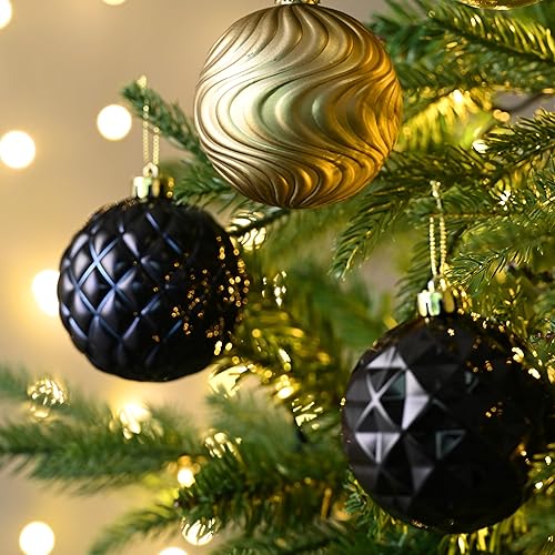 Miniatura 2 de Valery Madelyn Juego de adornos patrióticos de Navidad, 24 quilates grandes de cobre y oro inastillables, adornos de bolas colgantes de 3.15