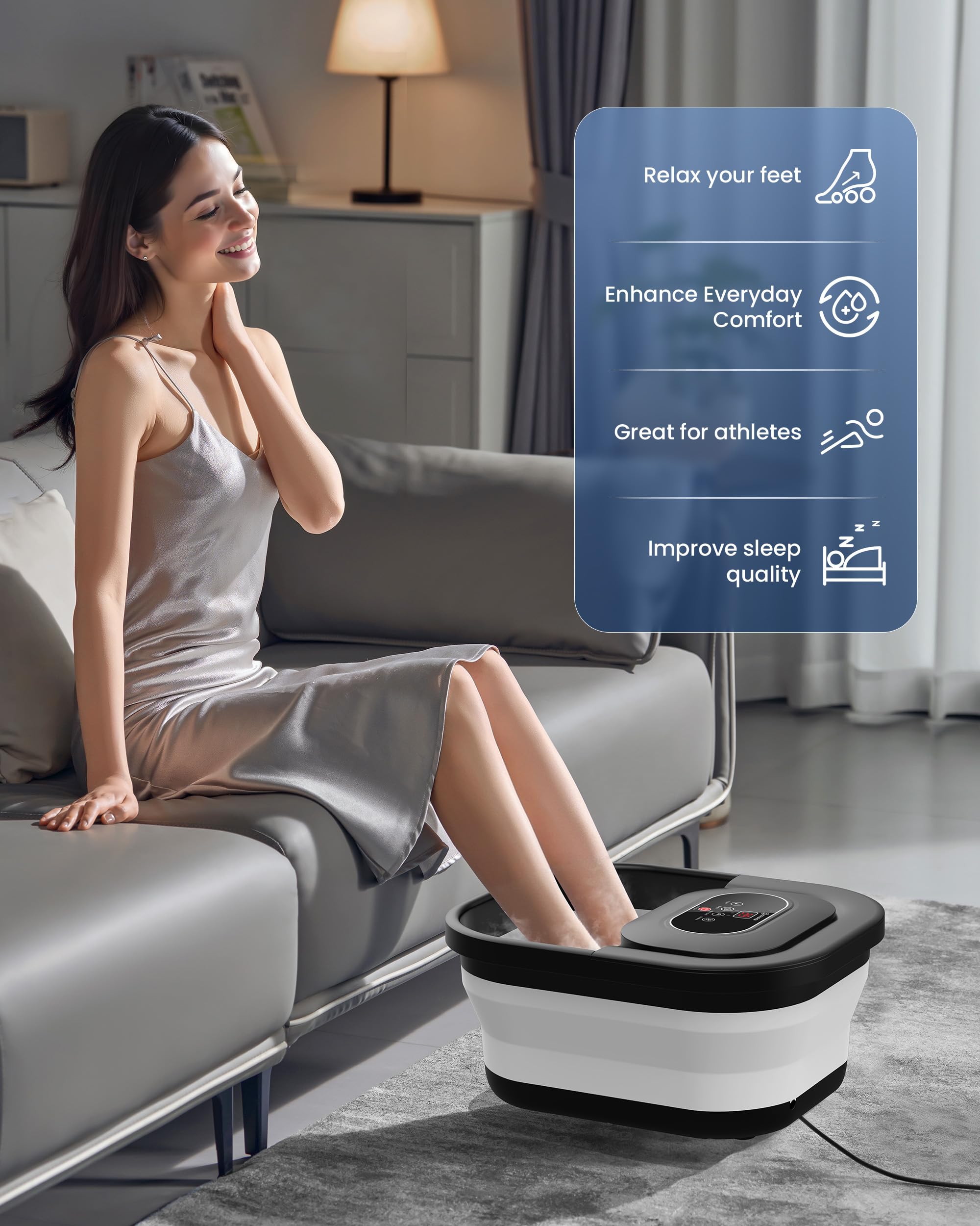 COMFIER Masajeador de pies con calefacción, baño de pies con vibración