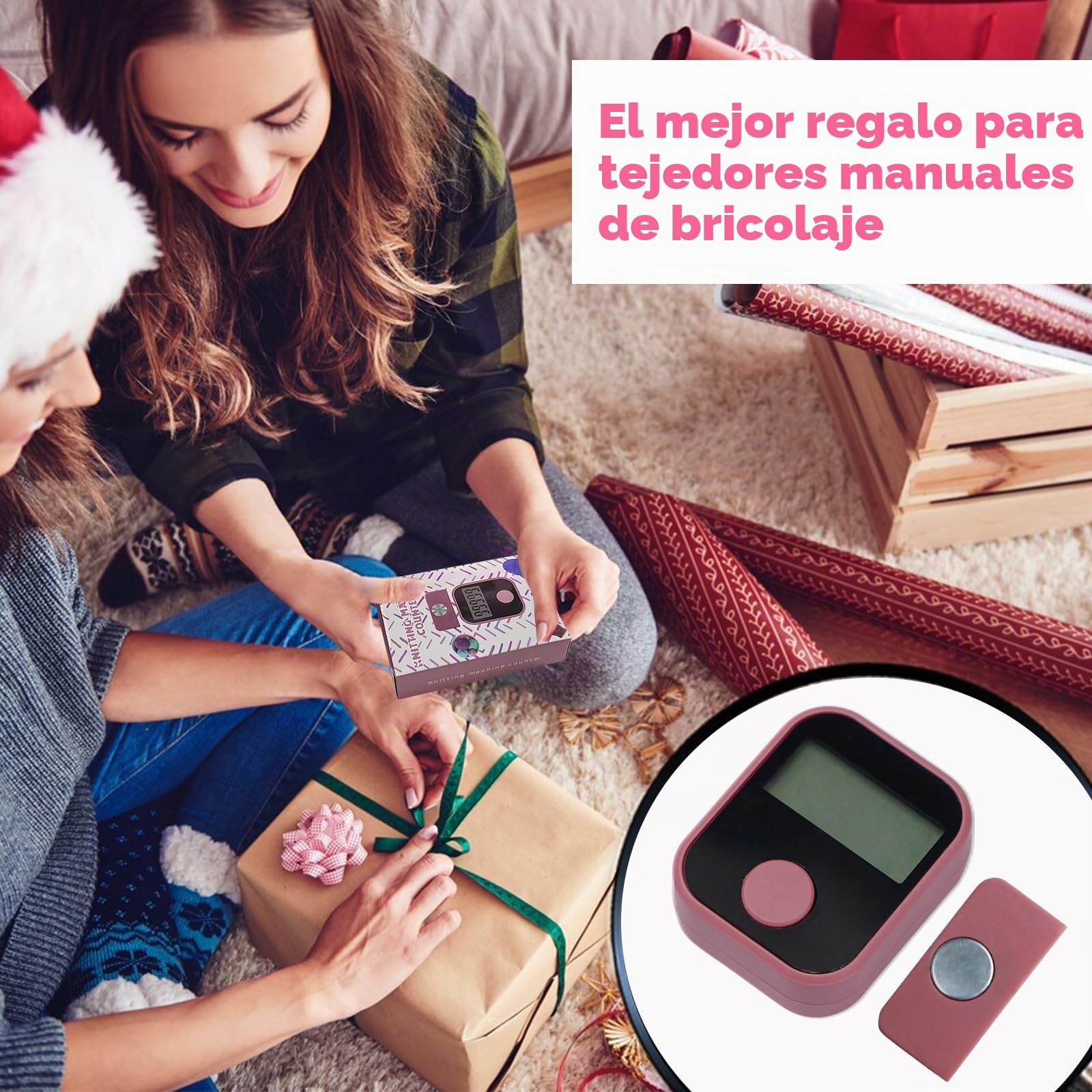 Kardeep - Contador de hileras para máquinas de 32, 40 y 48 pines, magnética, rosa, circular