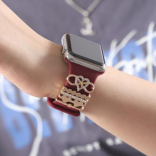Vista 78 de ALMNVO Bling Diamond Charms for Apple Watch Bands Charms 46mm 45mm 44mm 42mm 41mm 40mm 38mm 49mm,Sparkle Metal Sliding Decorative Rings for iWatch