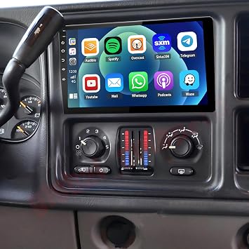 Car Radio for 2003 2004 2005 2006 Chevy Silverado 1500 2500 [2+32G] with Wireless Carplay Android Auto Bluetooth Touchscreen Stereo GPS/SWC/FM/