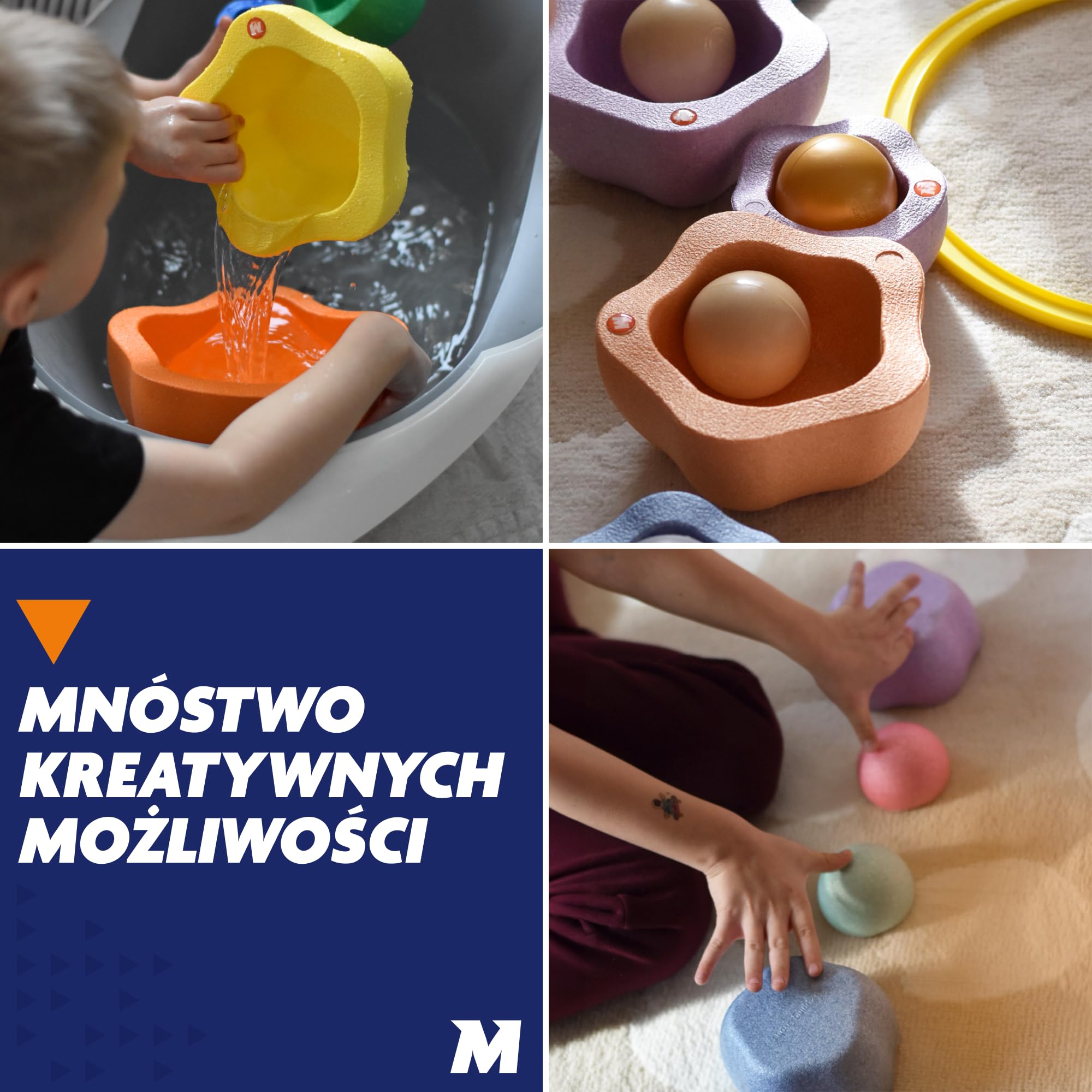 Rocks, sensoryczne kamienie do balansowania dla dzieci – zestaw 5 szt. – wytrzymałe, wspierają równowagę, motorykę i koordynację – do użytku wewnątrz i na zewnątrz,