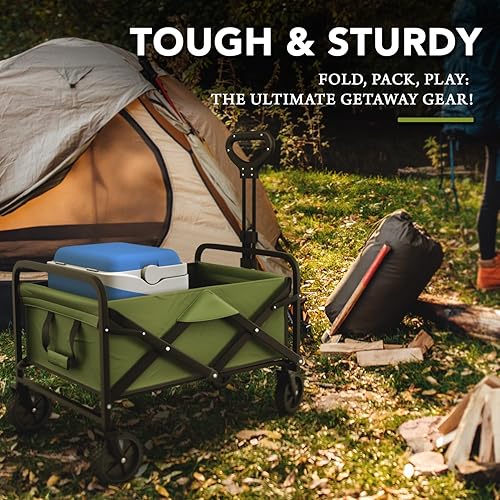 Miniatura 9 de Lifetime Home Collapsible Foldable Heavy Duty Utility Wagon Cart with Larger Capacity - Perfect for Shopping, Sports Events, Grocery, Moving, Black