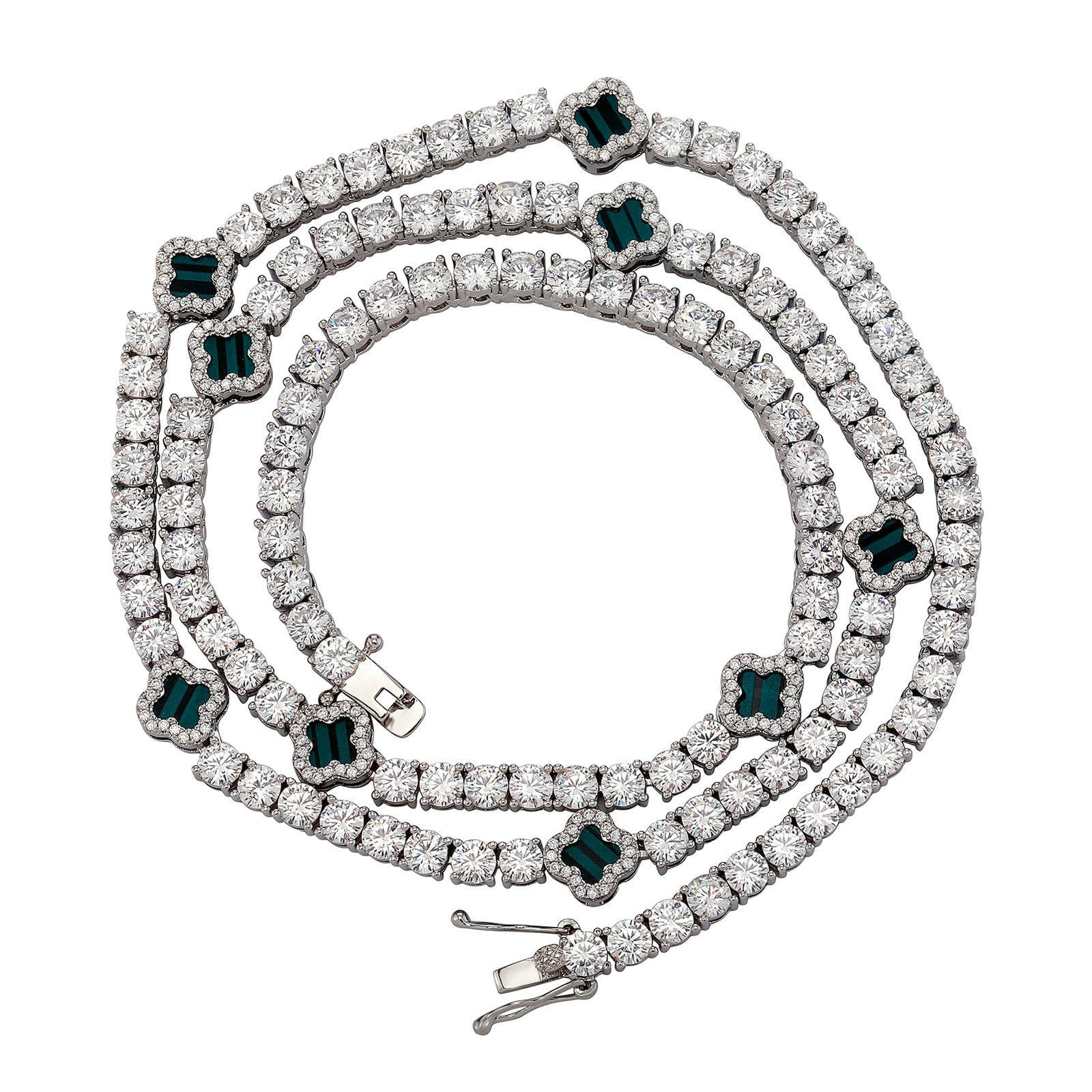 LYGBAOFUL Bracciale da Donna a Catena da Tennis a Quattro Foglie con zirconi cubici, Elegante Collana con clavicola, Regalo di Gioielli minimalisti