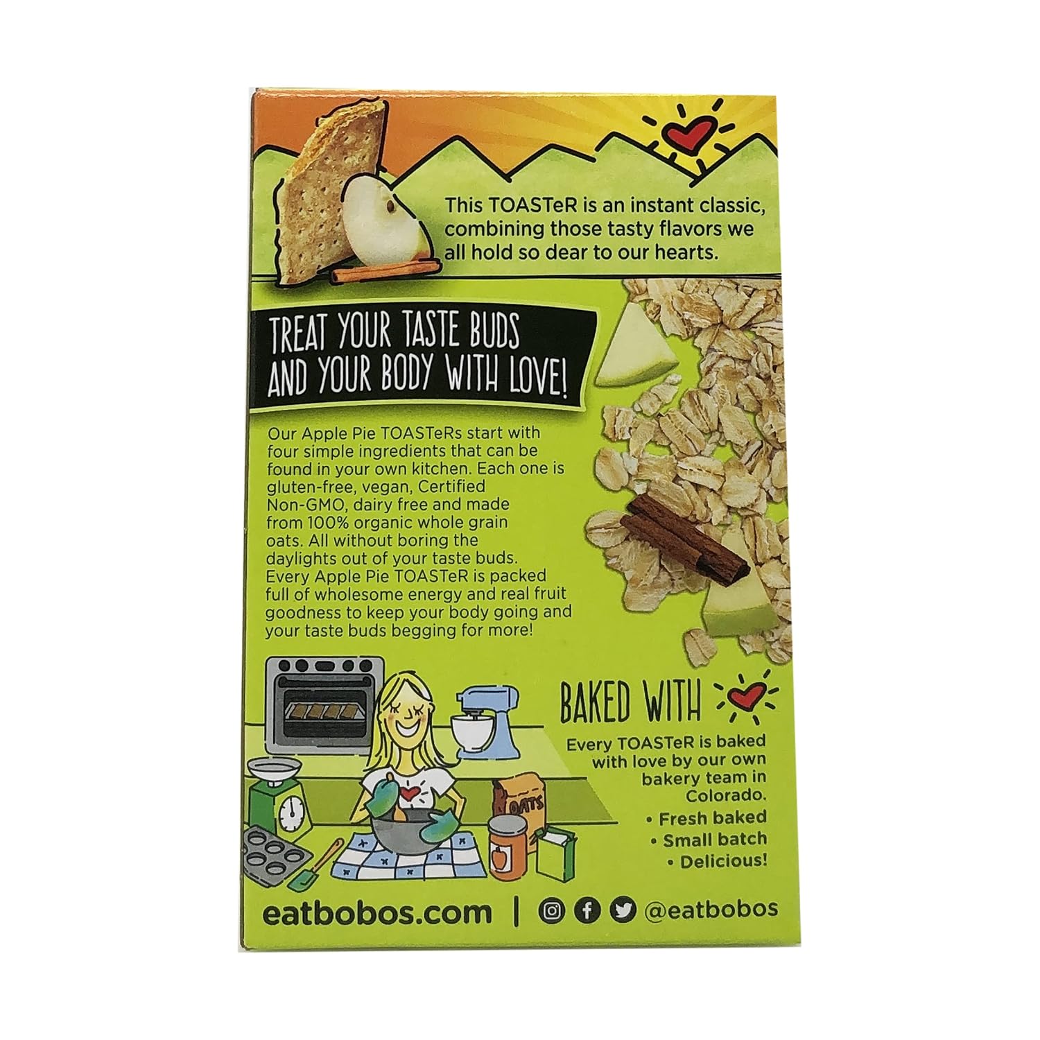 Bobo's Oat Bars Apple Pie Toaster Pastry, 6.6 OZ