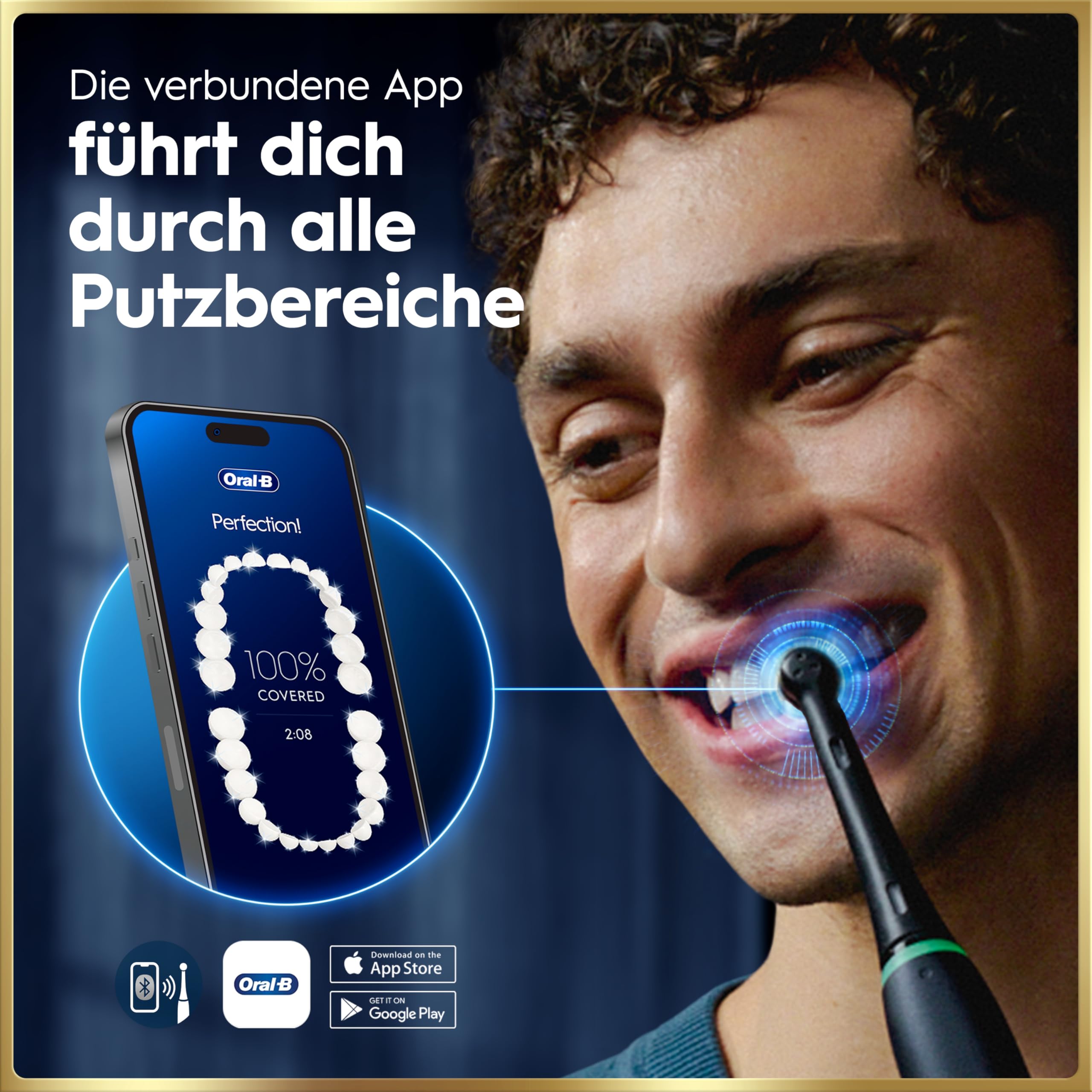 Oral-B iO Series 9 Elektrische Zahnbürste, Schwarz | Inkl. 3 Aufsteckbürsten, Lade-Reise-Etui, CHIP Testsieger (11/25), Electric Toothbrush mit 7 Modi für Zahnpflege