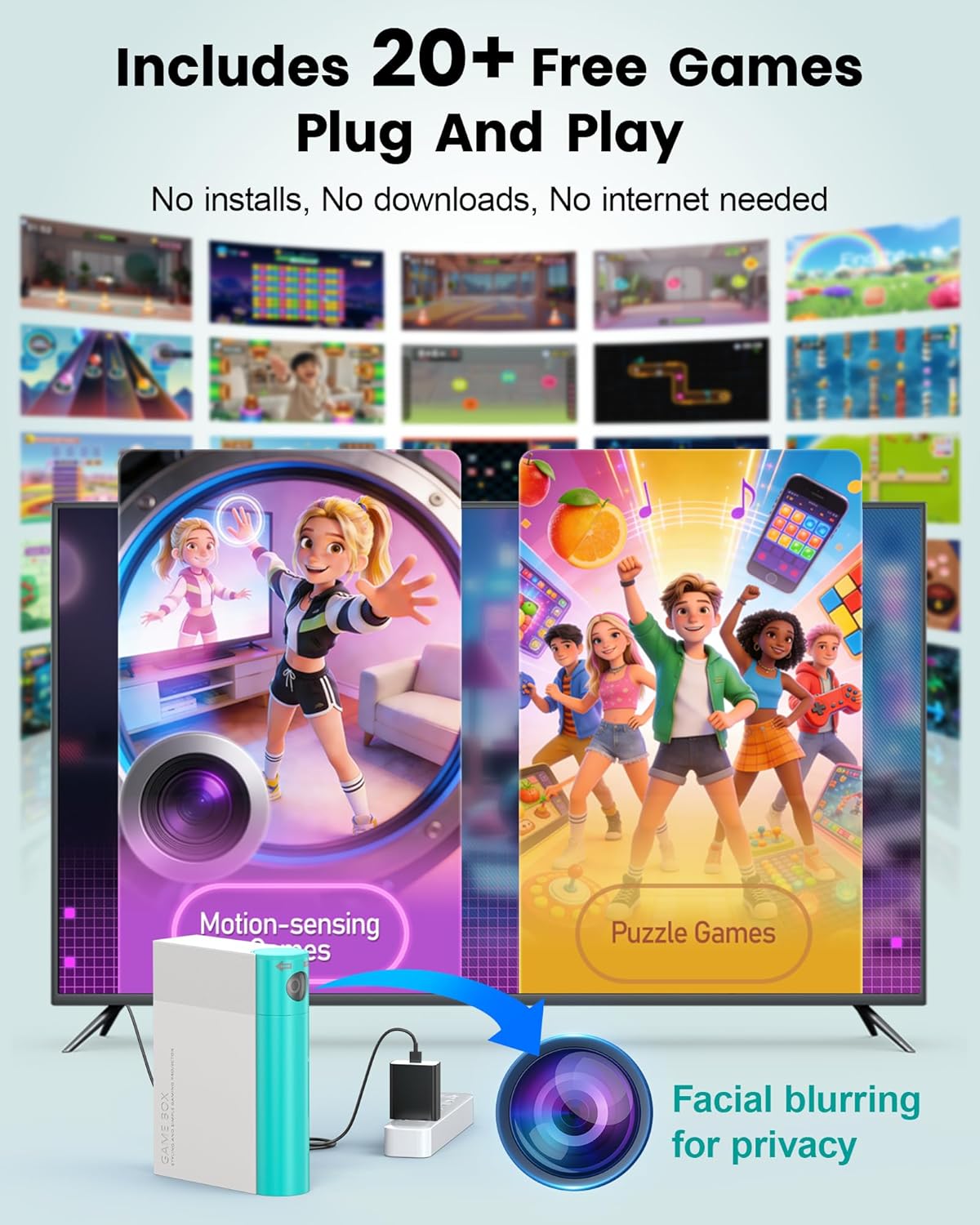 AR Motion Game Console for Kids: Plug and Play TV Video Game System for Indoor Physical Play Interactive Family Fun Game Nights Parties Playtime - Great Gift for Boys Girls (Light Green) 3 816wYIJS8DL. AC SL1500