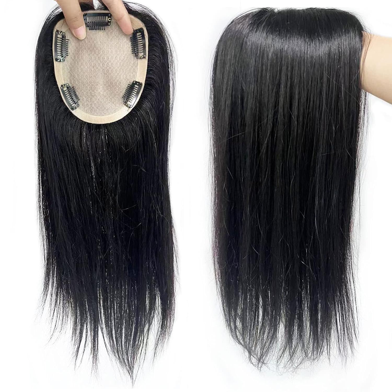 ICRAB 14Inch Straight Hair Topper 12x13cm Silk Base with