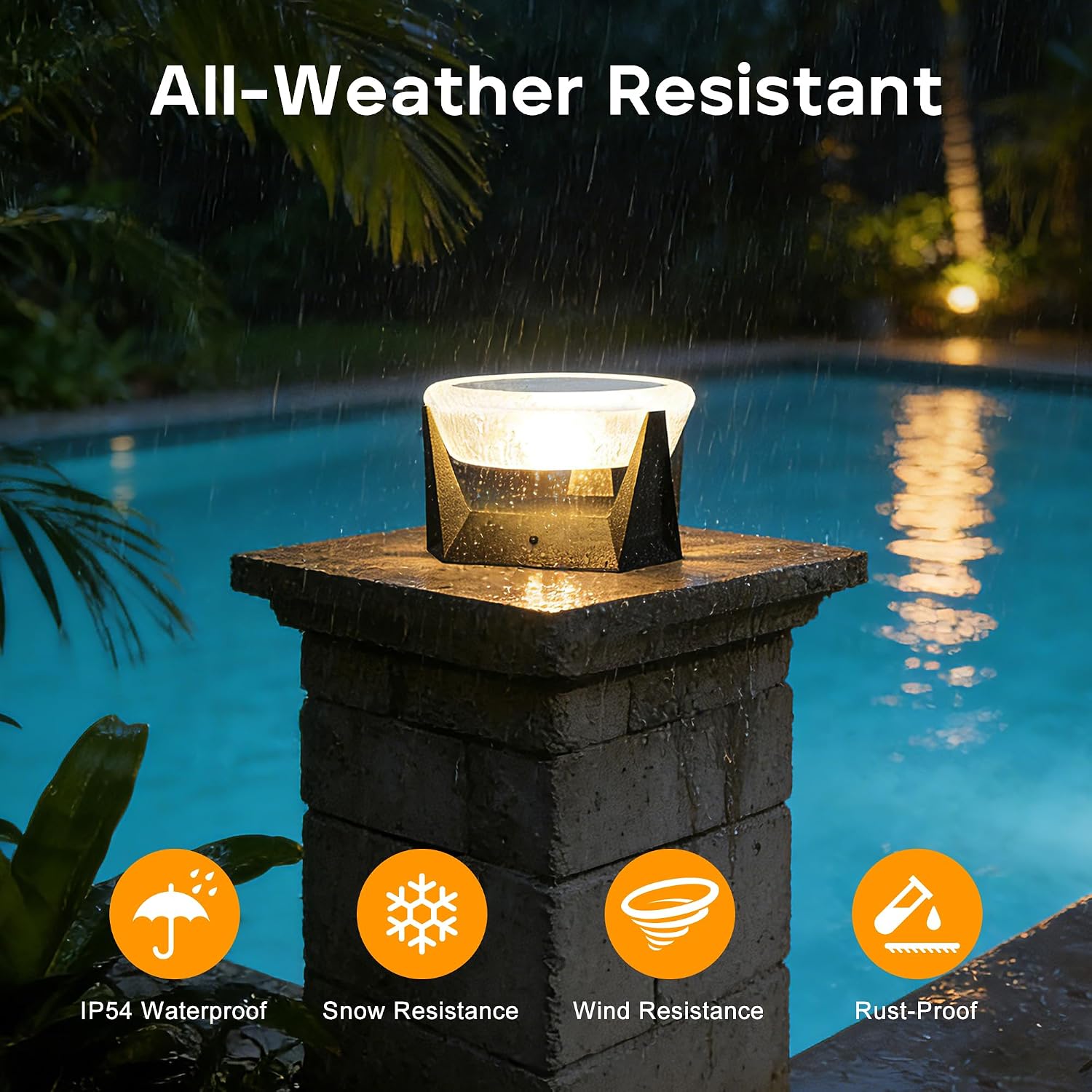 Solar Post Lights with Remote Control, Modern Pillar Light Dusk to Dawn IP54 Waterproof Solar Post Cap Lights with 3200K LED Outdoor Light Fixture for Garden Deck Patio Outside Lighting (Geometric)
