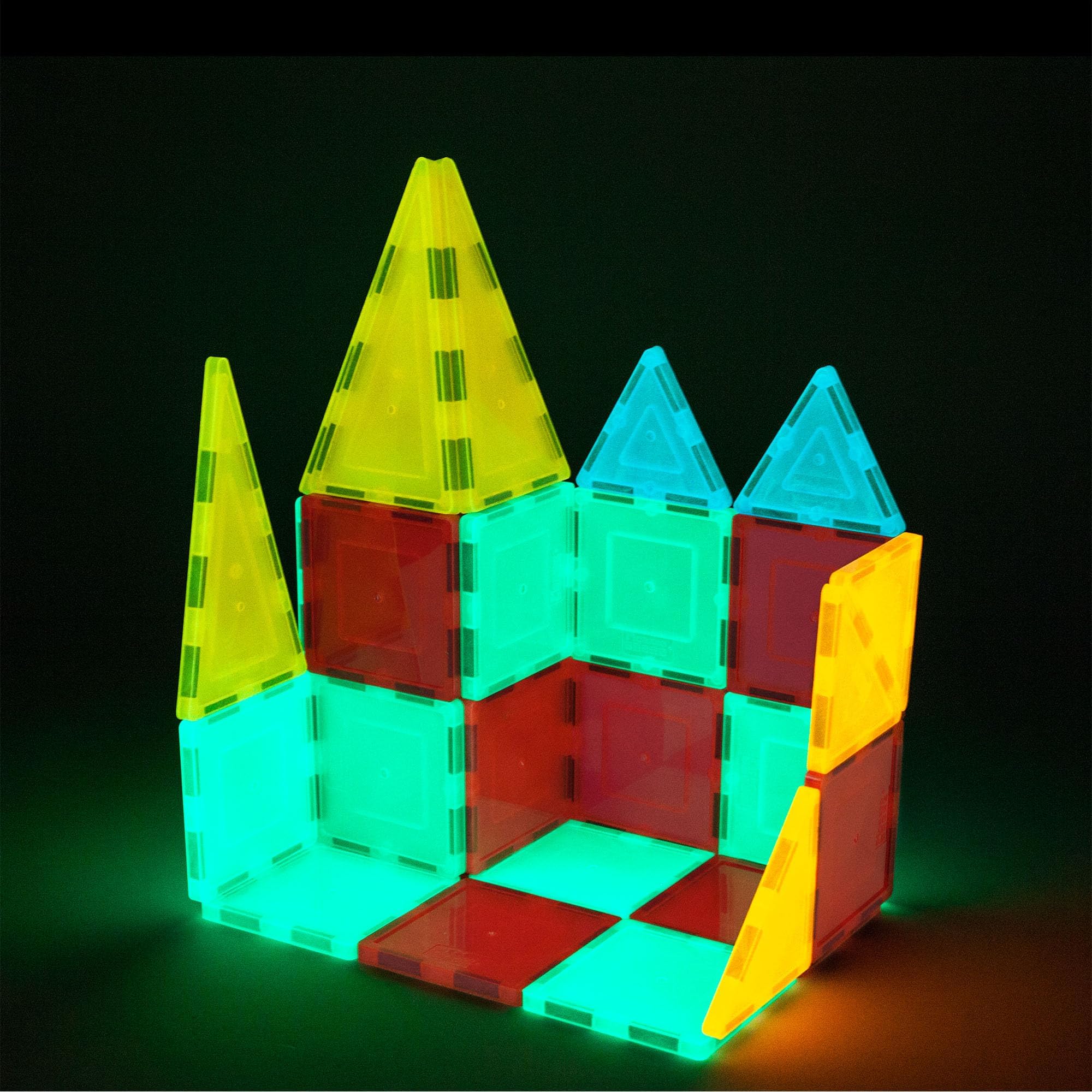 PicassoTiles Kids Toy Building Block Set Glow in The Dark Children Construction Kit Magnet Tiles Magnetic STEM Interlocking Playboard Educational Learning Stacking Blocks Child Brain Development PT60 - Image 4