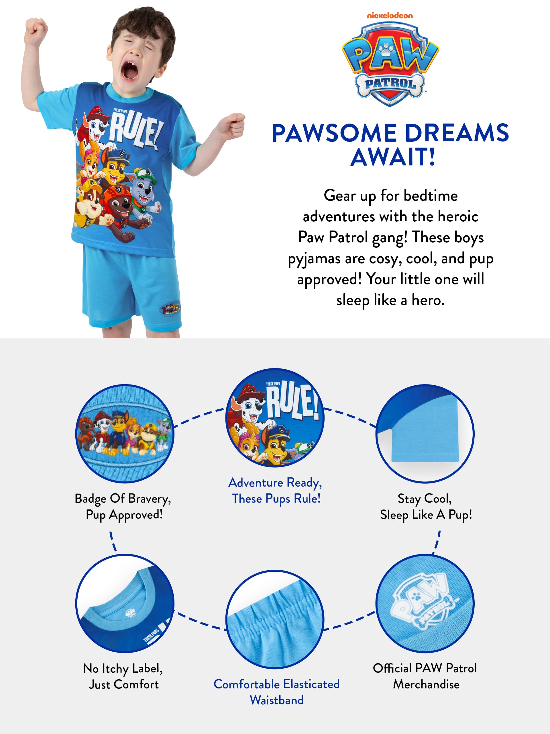 PAW Patrol Piżama, Piżamowy Chłopięca Z Marshallem I Chasem, Letnia Piżama Z Krótkim Rękawem, Zestaw Piżamowy Dla Chłopców
