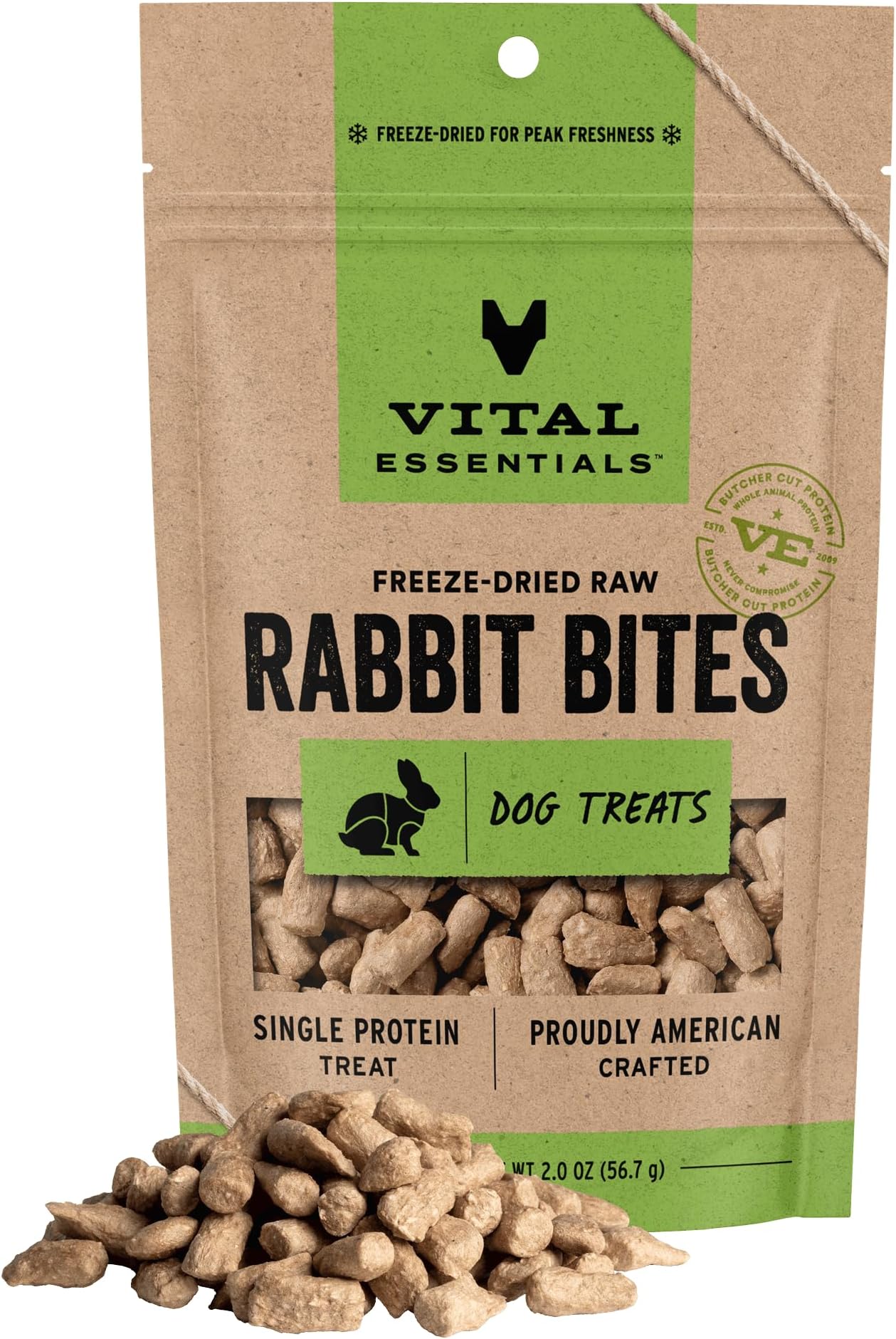 Freeze Dried Dog Treats, Single Ingredient Raw Rabbit Treats for Dogs 2.0oz