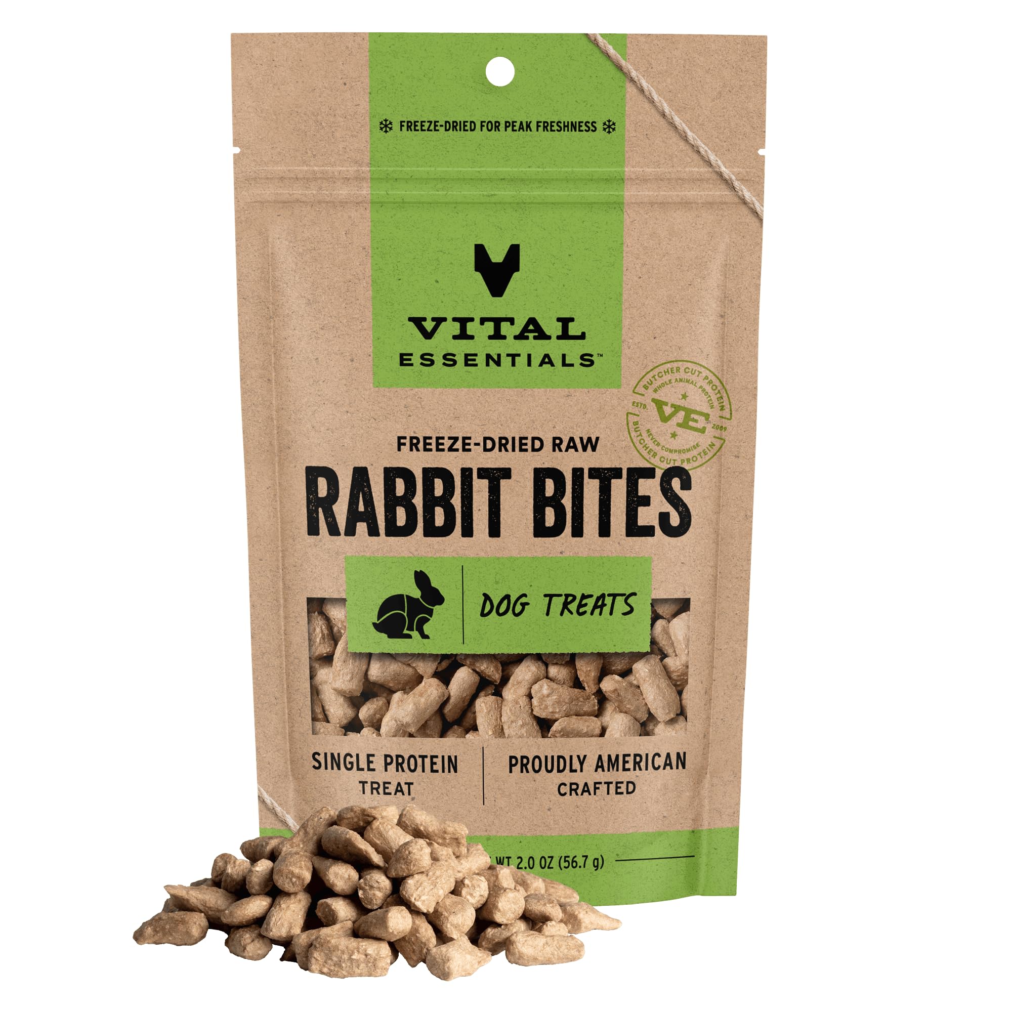 Freeze Dried Dog Treats, Single Ingredient Raw Rabbit Treats for Dogs 2.0oz