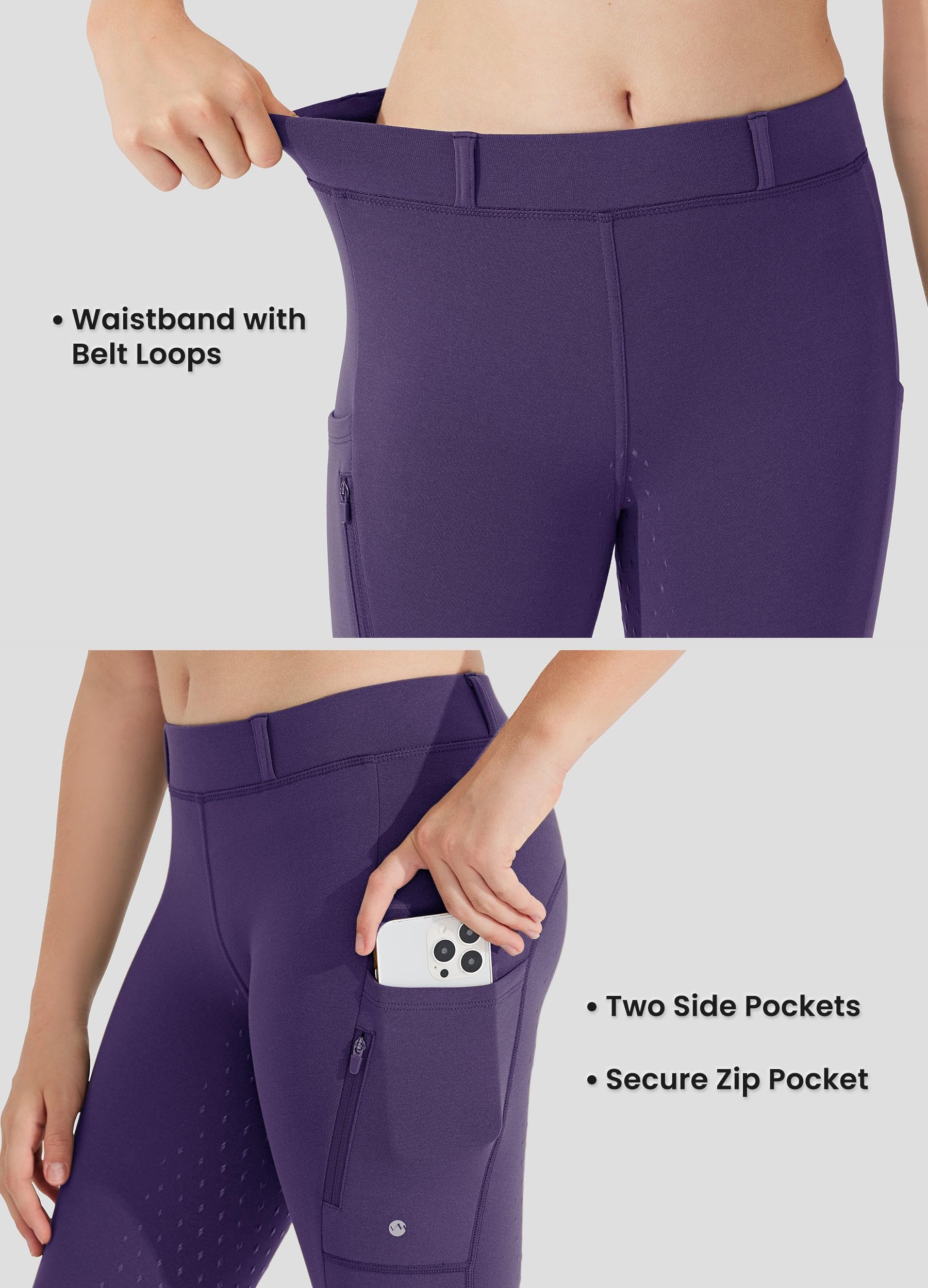 Willit Pantaloni da equitazione in pile per ragazze, pantaloni da equitazione invernali per bambini, collant termici per scuola