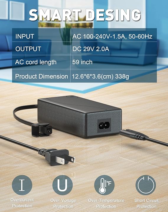 Power Recliner Power Supply, AC/DC Switching Power Supply Transformer 2-pin 29V/24V 2A Adapter with AC Power Cord for Electric Power Recliner Lift Chair