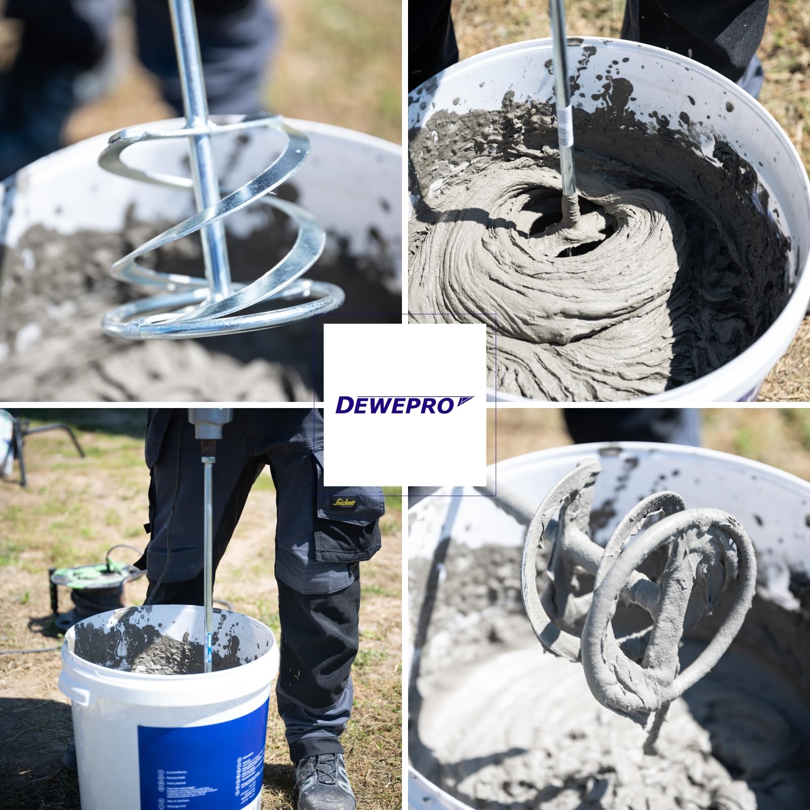 DEWEPRO® Miscelatore a spirale M14 130 mm 600 mm Asta di agitazione doppia spirale zincata