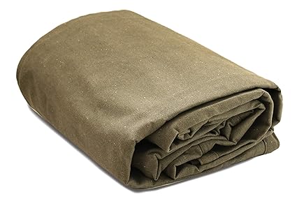 WHITEDUCK Canvas Tarp Heavy Duty Waterproof 18 oz. Mold & UV Resistant, Rustproof Grommets, Industrial & Commercial Cloth Tarp (Cut Size: 12'x20', Finished Size: 116