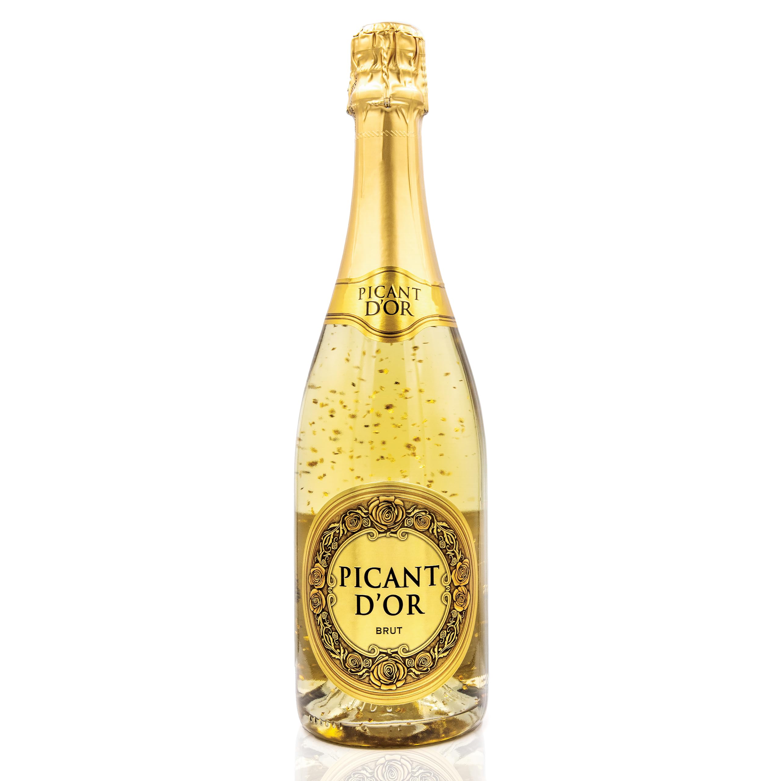 PICANT D'OR - Vino Espumoso Brut con Virutas de Oro 23K – Vino Método Tradicional - vino espumoso con oro – 750 ml – Para eventos festivos, Exclusivo, Lujo y Celebración