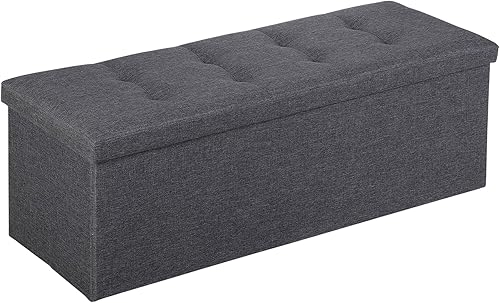 Miniatura 9 de ZENY Banco otomano plegable de almacenamiento de 43.3 pulgadas, reposapiés con asiento acolchado de espuma, ideal para dormitorio, entrada y sala de