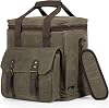 LEGACY - a Picnic Time Brand - Weekender Distressed Waxed Canvas 6 Bottle Insulated Wine Bag, Soft Cooler Wine Tote Bag, Wine Picnic Bag, Khaki Green