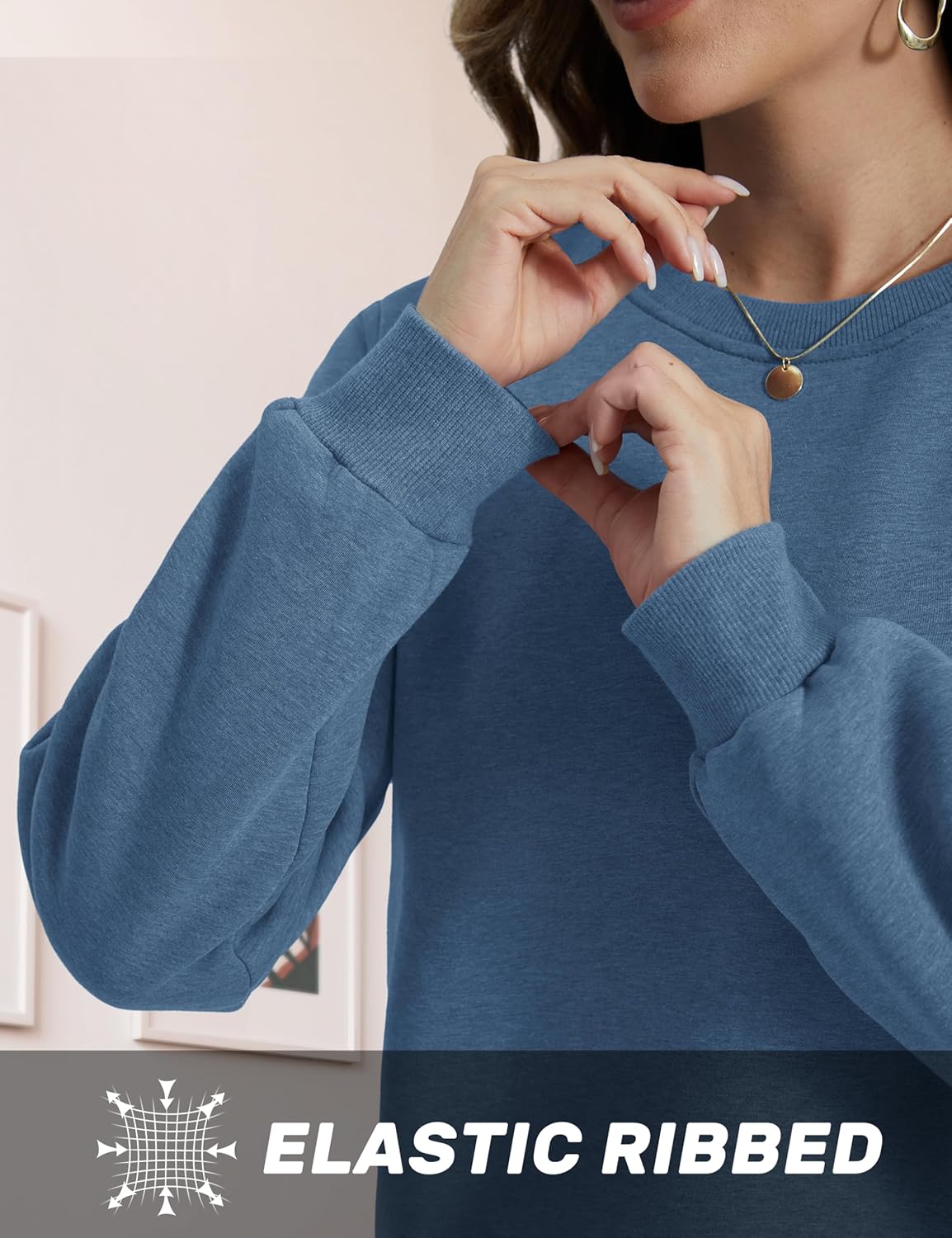 TACVASEN Women's Crewneck Sweatshirt Fleece Lined Sherpa Pullover Winter Shirt Warm Sweaters Long Sleeve Tops - Image 4