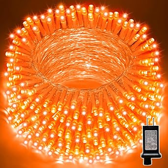 33ft 100 LED Orange Thanksgiving Lights Outdoor Waterproof, Autumn Fall String Lights,16 Modes Orange Halloween String Lights Plug in, Christmas Lights Garden Party Xmas Tree Lights Decor