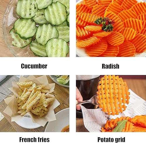 Miniatura 7 de Cortador de arrugas para verduras, de acero inoxidable, patata, zanahoria, virutas de verduras, onduladas, cortador de patatas fritas
