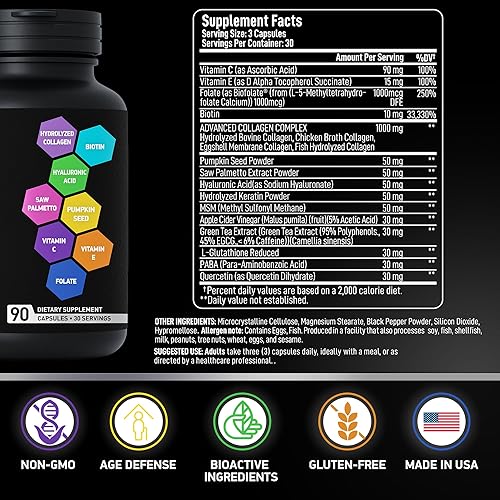 Miniatura 4 de Complejo de colágeno Beauty y suplementos de hierro vegano para mujeres, paquete de defensa de la edad