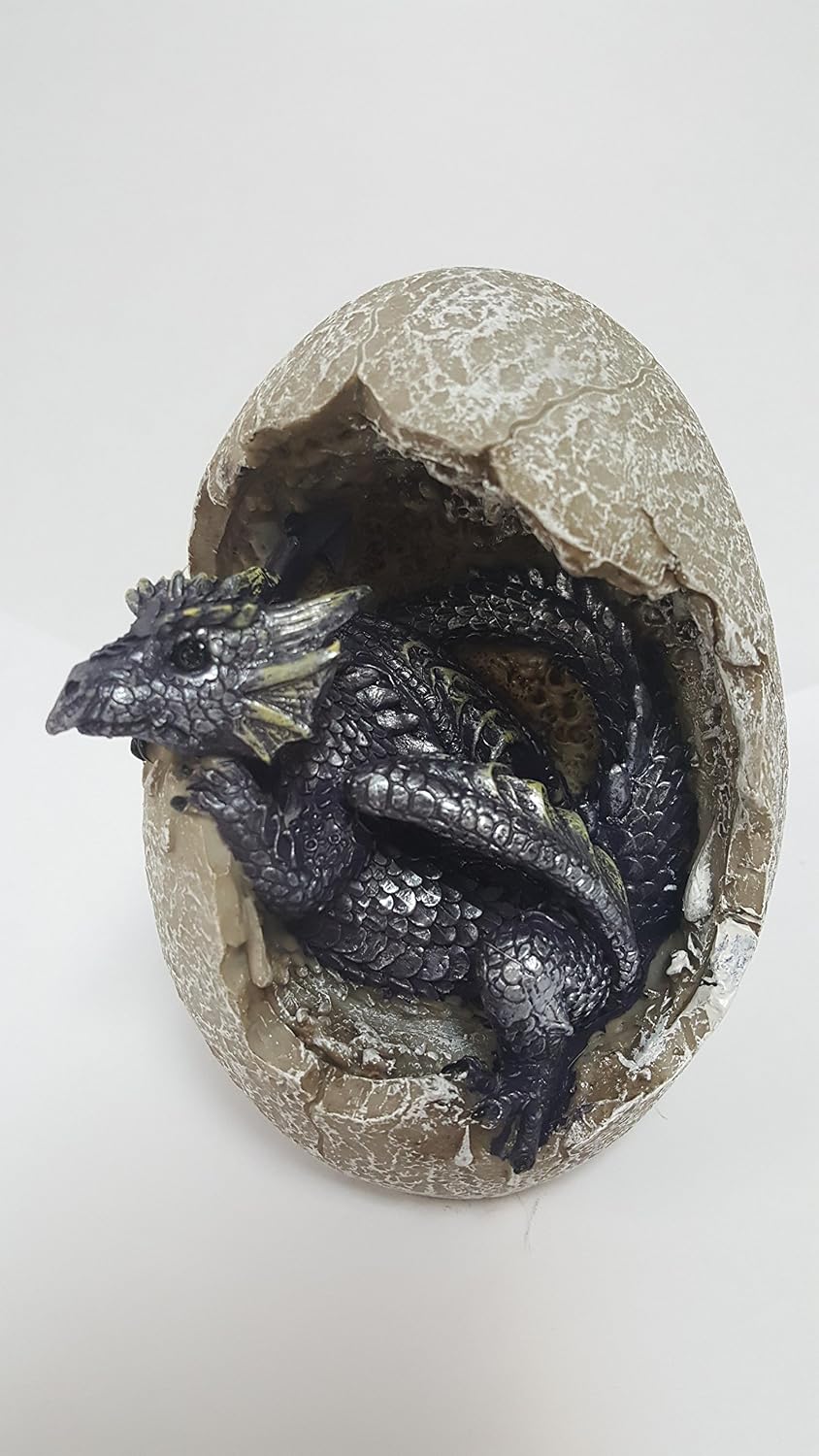 4.75 Inch Purple Dragon Hatchling in Egg Casing Statue Figurine