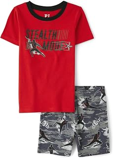 Boys Sleeve Top and Shorts Snug Fit 100% Cotton 2 Piece Pajama Set