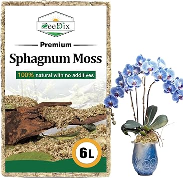 ZeeDix 6L Premium Sphagnum Moss for Plants Indoor, New Zealand Sphagnum Moss for Orchid Potting Mix Terrarium Succulent Carnivorous Ferns Hosta Garden & Reptile Habitat