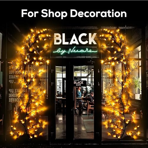 Miniatura 5 de Luces de vid de sauce encantado para decoración del hogar con 160 LED, luz de decoración de pared de 8.2 pies con 8 modos de control remoto (marrón)