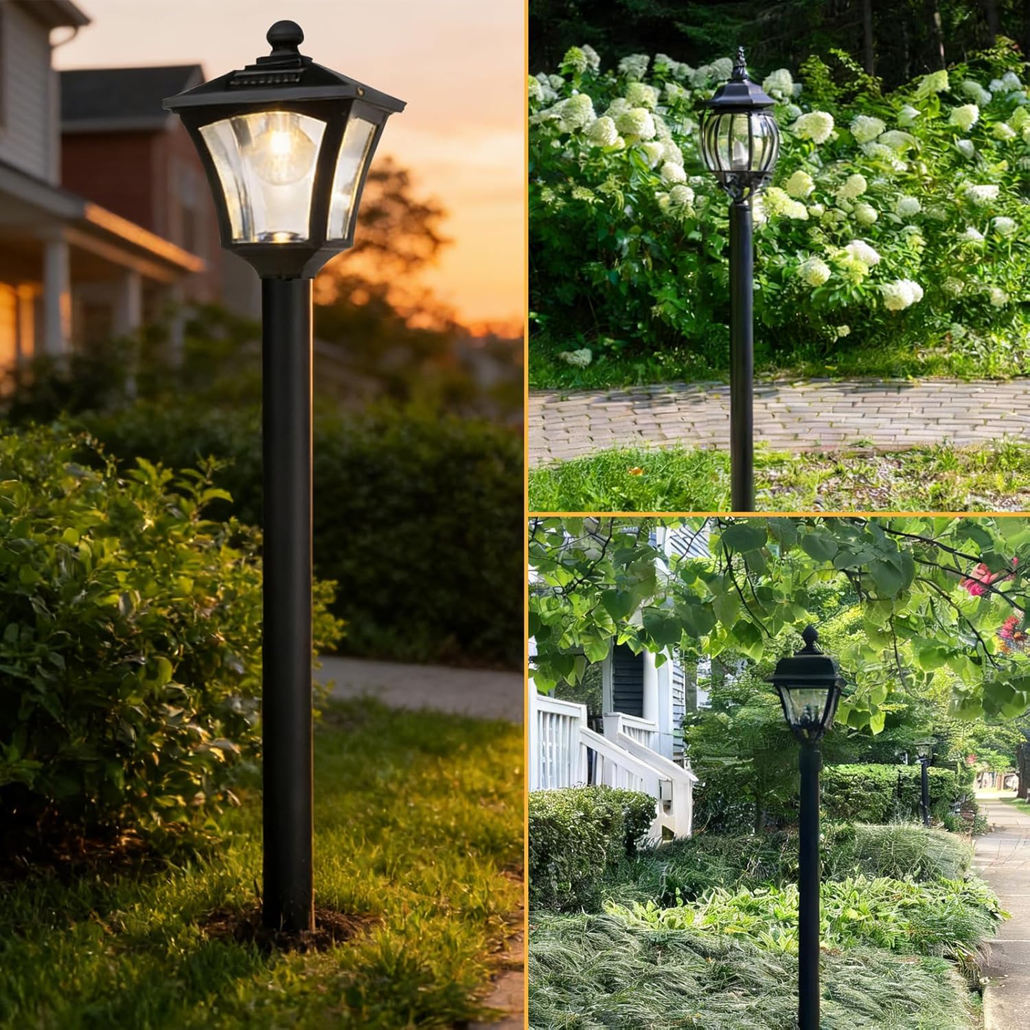 3" x 84" Black Steel Modern Outdoor Light Post Pole - Direct Burial Die-Cast Metal Lamp Post for Exterior House, Porch, Patio, Driveway, Garden, Walkway, Deck, Lawn, Terrace, Courtyard & Garage