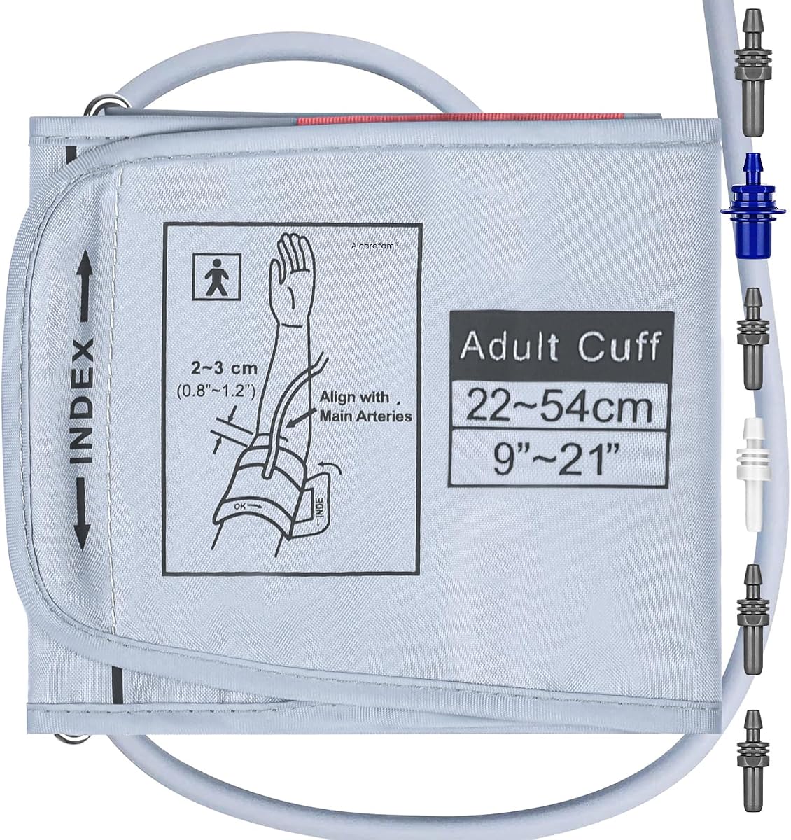 Alcarefam Extra Large Blood Pressure Cuff, 9”-21” (22-54CM) XL Cuff Compatible with Omron BP Monitor, Replacement X-Large Cuff for Adult Big ARM, with 6 Connectors