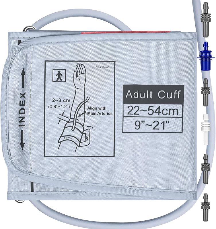 Alcarefam Extra Large Blood Pressure Cuff, 9”-21” (22-54CM) XL Cuff Compatible with Omron BP Monitor, Replacement X-Large Cuff for Adult Big ARM, with 6 Connectors