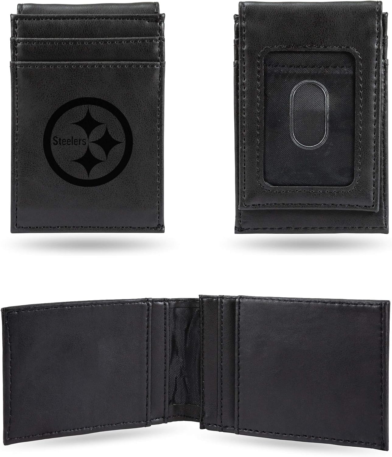 Rico Industries NFL Laser Engraved Front Pocket Wallet, Pittsburgh Steelers