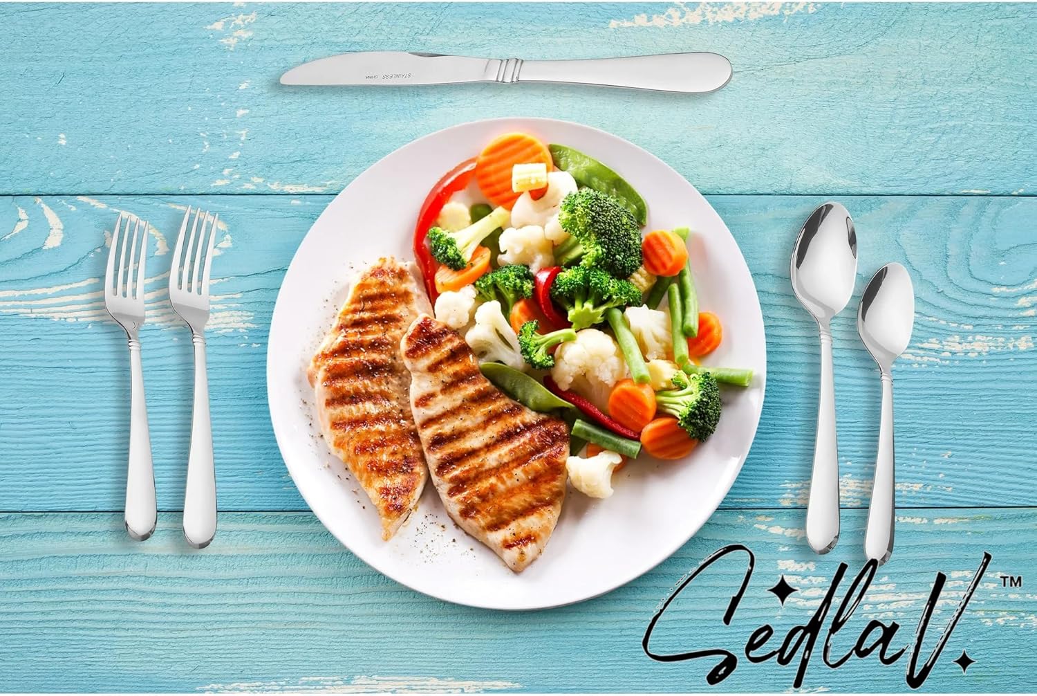 SEDLAV Camfield 20-Piece Stainless Steel Flatware Set - Complete Dining Collection for 4, Silver Tableware with Modern Design and Rust-Resistant Finish, Ideal for Everyday Use.